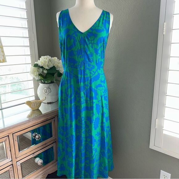 Boden Rosaline Midi Dress Tropical Retreat Emerald Size 16 V-Neck Sleeveless - Picture 13 of 14